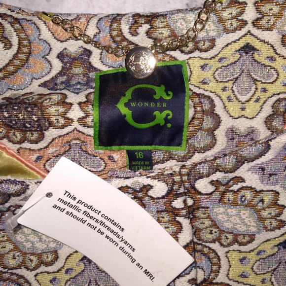 C Wonder Women’s Size 16 Brocade Blazer Jacket Metallic Tapestry Regencycore - Picture 7 of 8